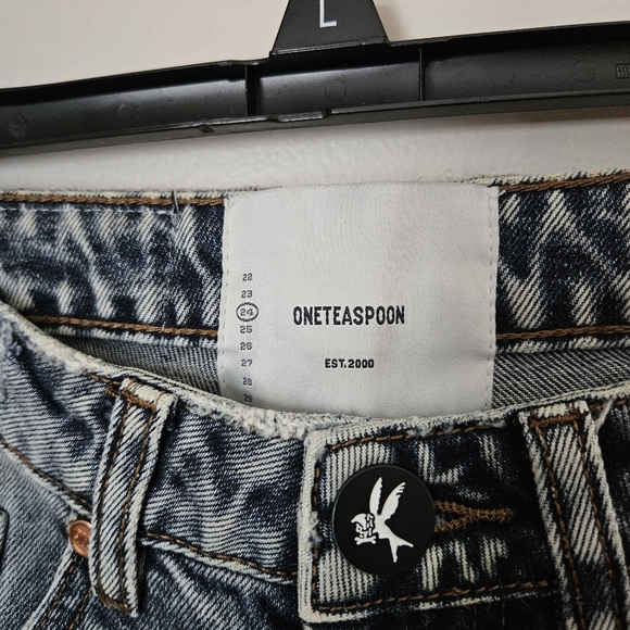 One Teaspoon Jeans Distressed Denim Awesome Baggies Blue Blossom High Waist - Picture 11 of 15